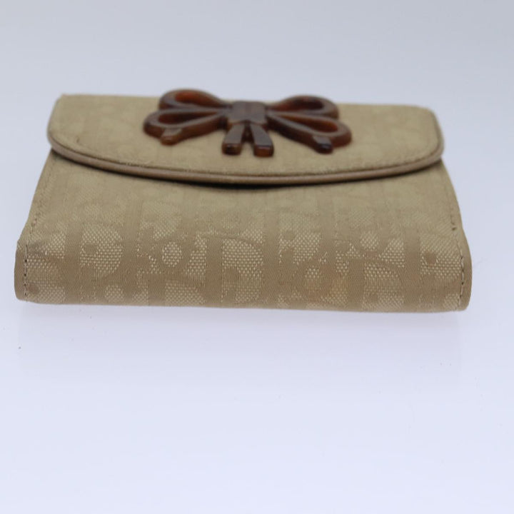 CHRISTIAN Top quality Dior Trotter Canvas Wallet Beige Silver Auth ac3225
