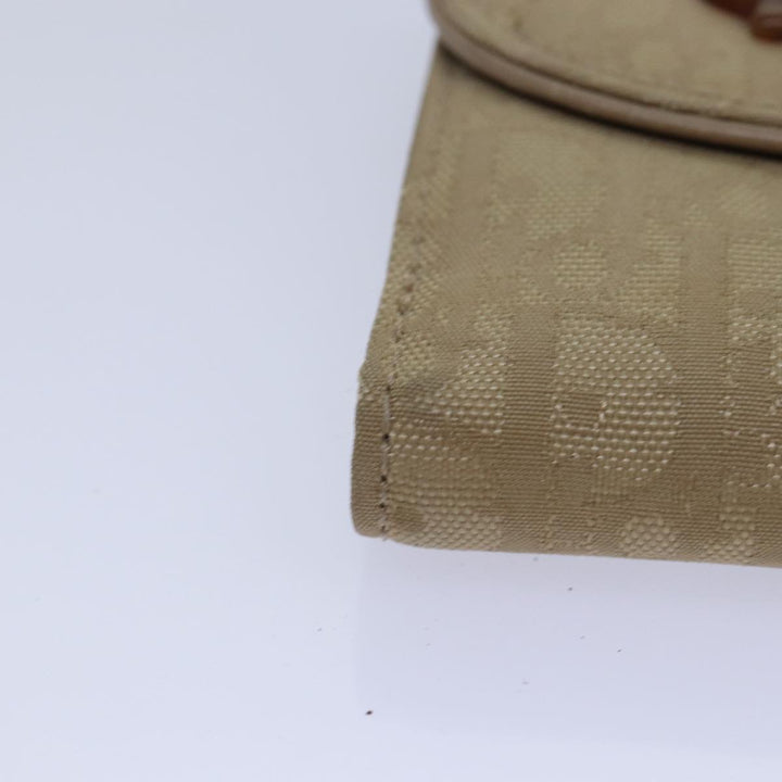 CHRISTIAN Top quality Dior Trotter Canvas Wallet Beige Silver Auth ac3225
