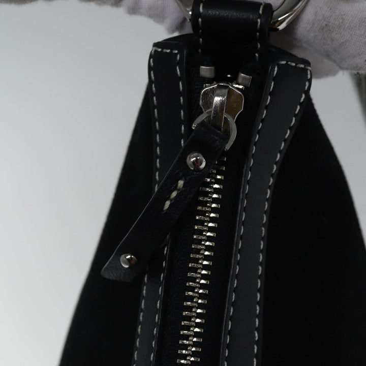 Burberry Blue Label Shoulder Bag Canvas Black White Auth ac3254