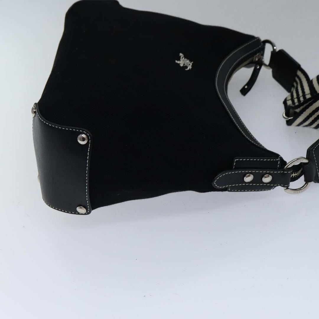 Burberry Blue Label Shoulder Bag Canvas Black White Auth ac3254