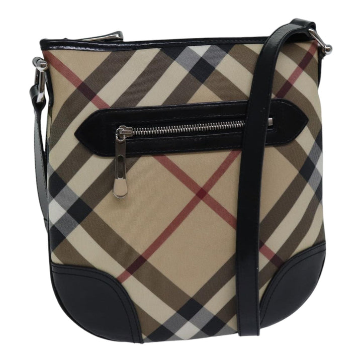 Burberry Nova Check Shoulder Bag Coated Canvas Beige Auth ac3255