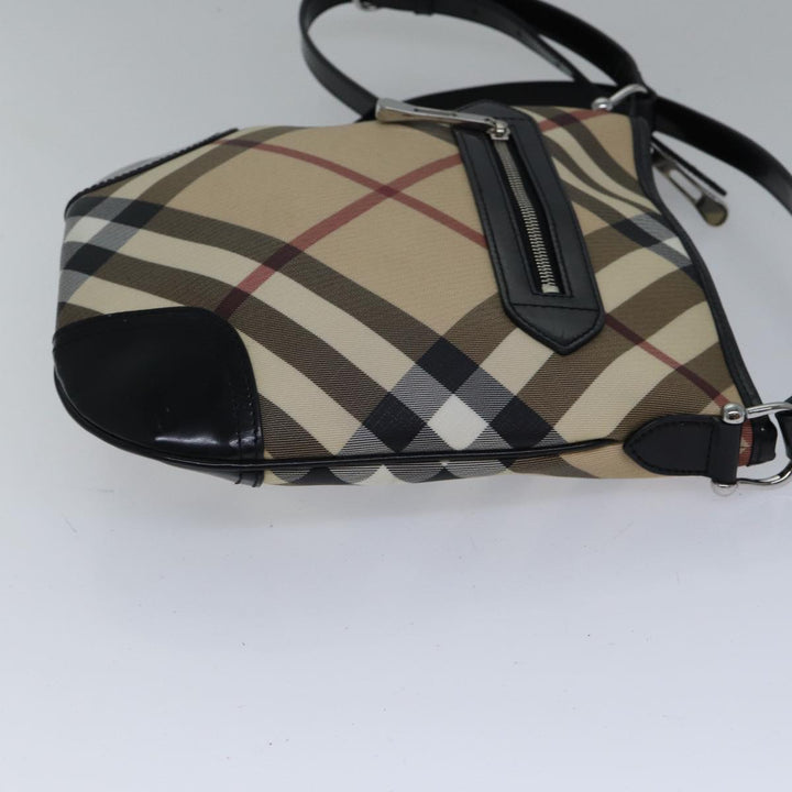 Burberry Nova Check Shoulder Bag Coated Canvas Beige Auth ac3255