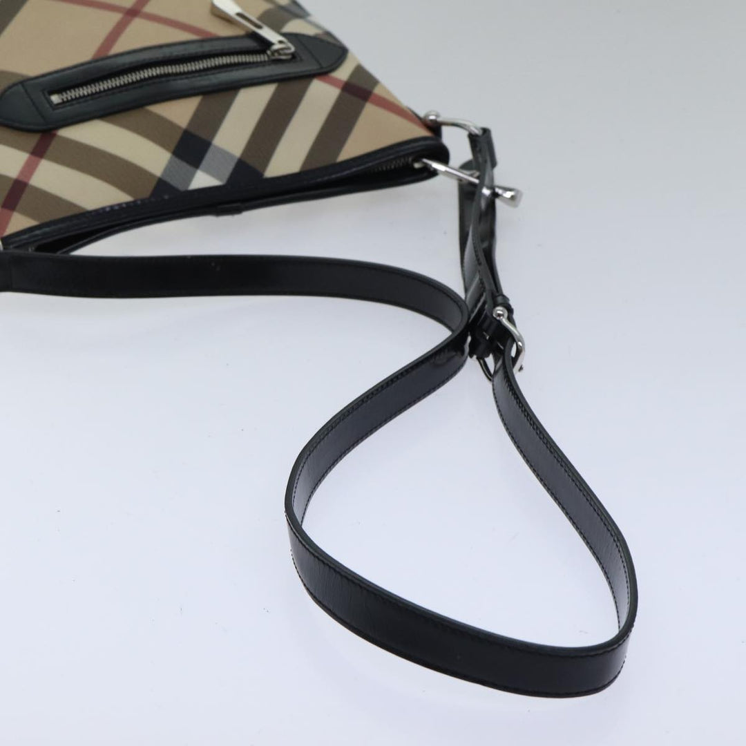 Burberry Nova Check Shoulder Bag Coated Canvas Beige Auth ac3255