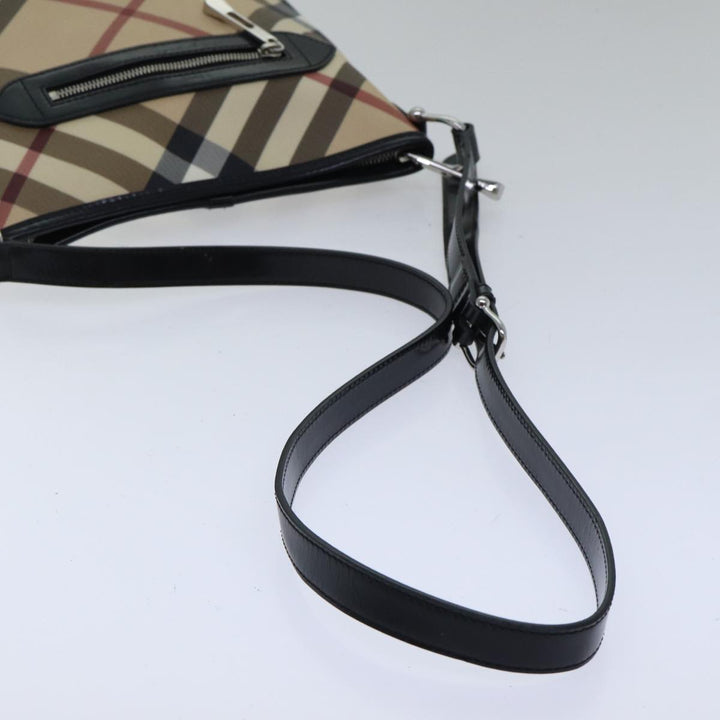 Burberry Nova Check Shoulder Bag Coated Canvas Beige Auth ac3255