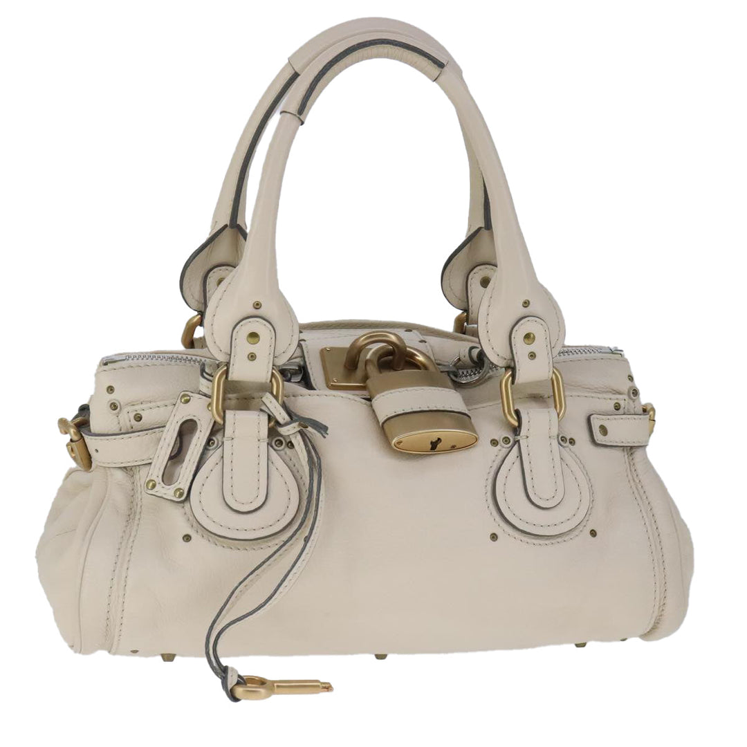 Chloe Paddington Hand Bag Leather White ac3389