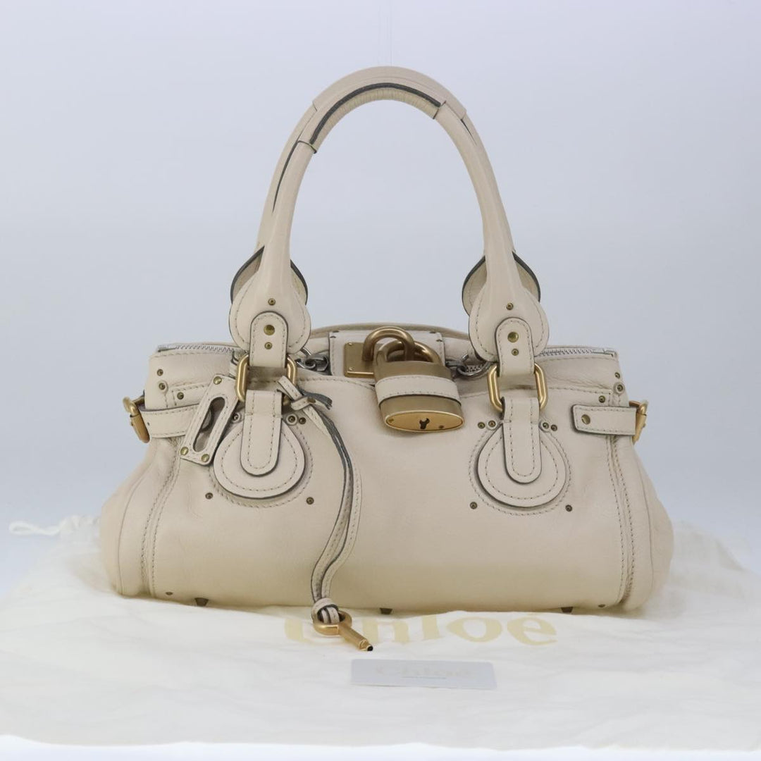 Chloe Paddington Hand Bag Leather White ac3389