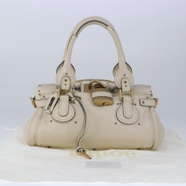 Chloe Paddington Hand Bag Leather White ac3389