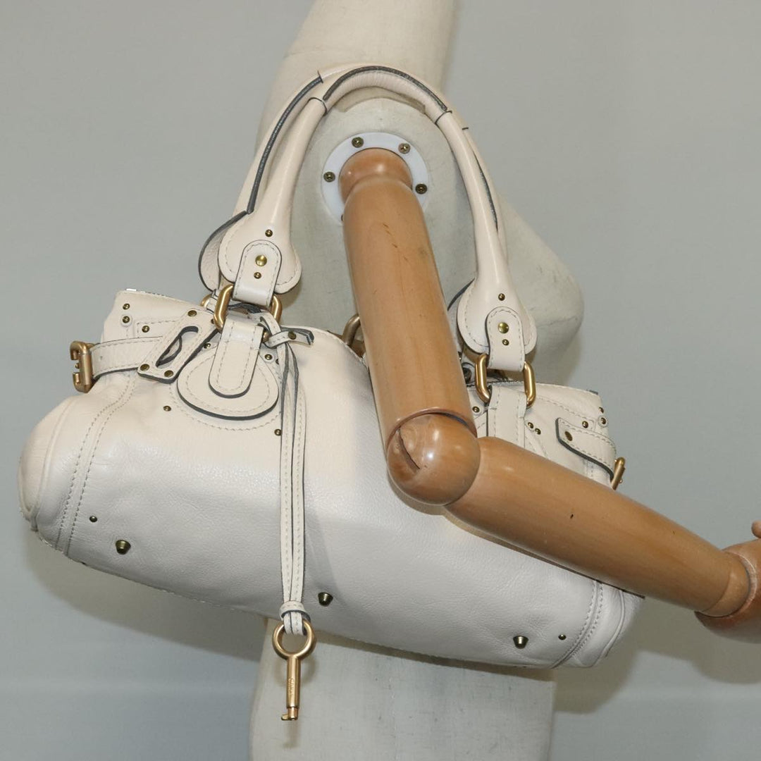 Chloe Paddington Hand Bag Leather White ac3389
