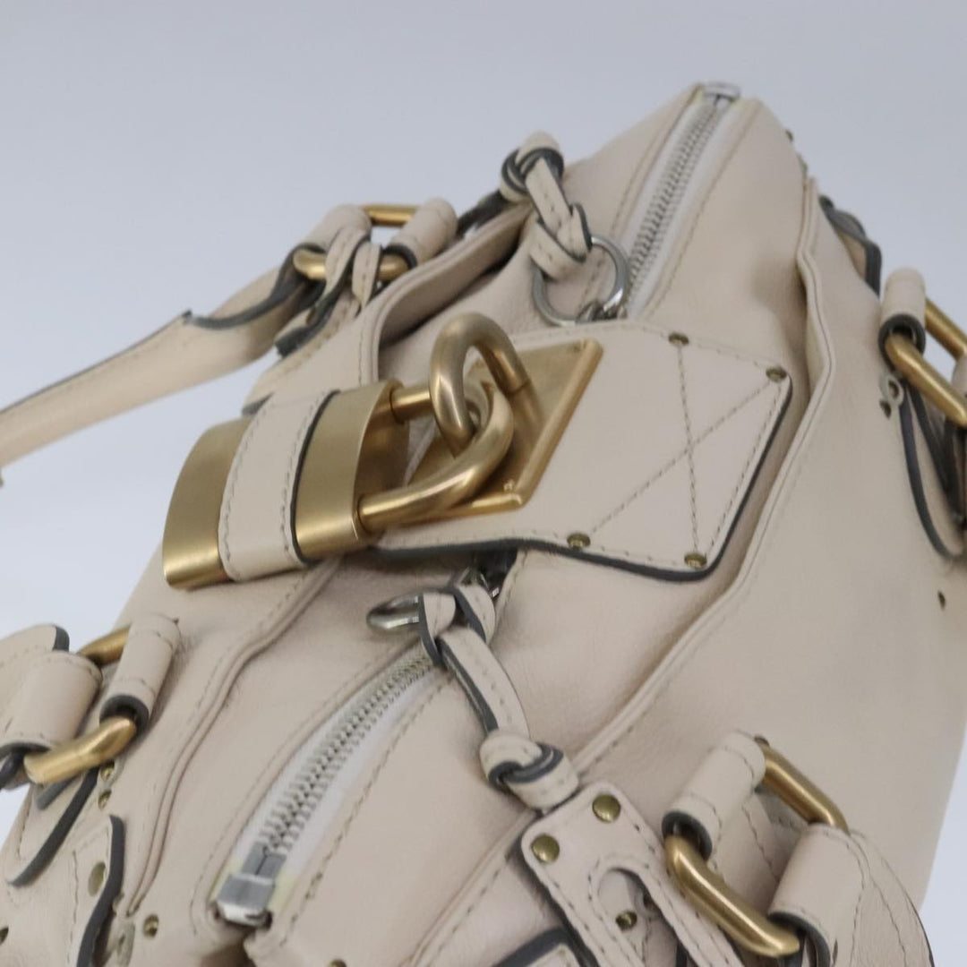Chloe Paddington Hand Bag Leather White ac3389