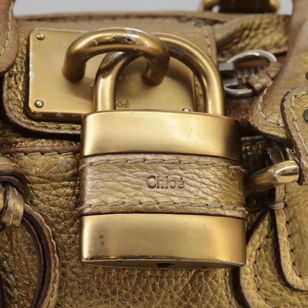 Chloe Paddington Hand Bag Leather Gold Tone ac3429