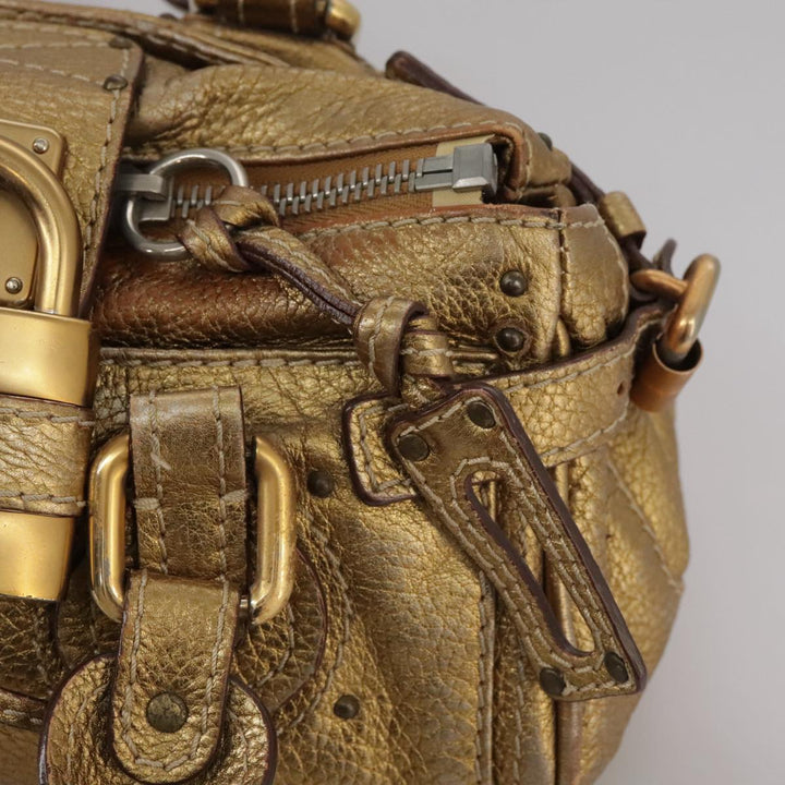 Chloe Paddington Hand Bag Leather Gold Tone ac3429