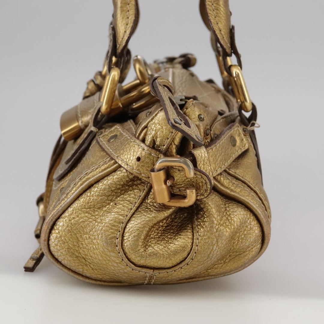 Chloe Paddington Hand Bag Leather Gold Tone ac3429