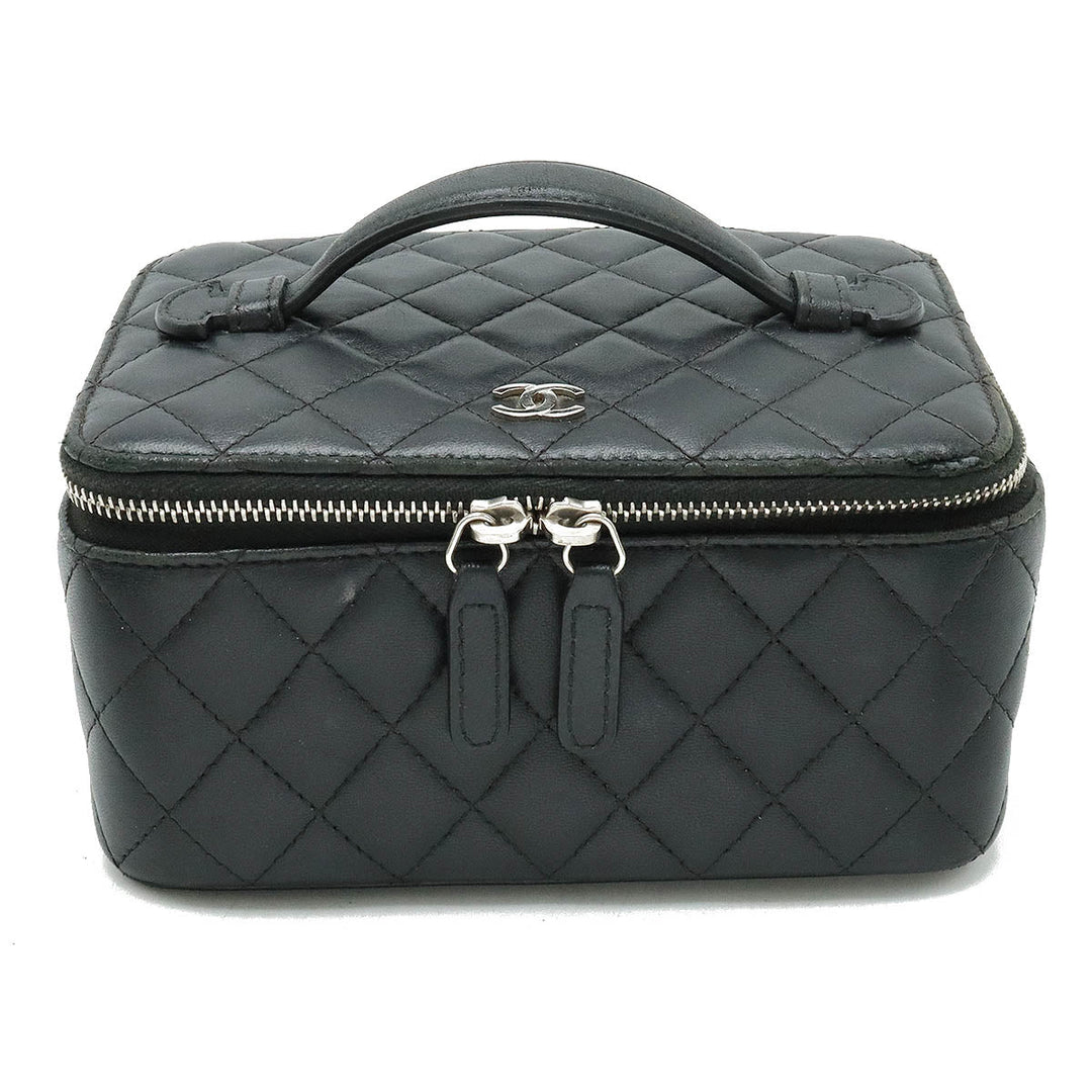Top Quality Chanel Mattress Jewelry Case Vanity Bag Cosmetic Bag Cosmetic Bag Small Insert Leather Black Black Silver Gold A84295