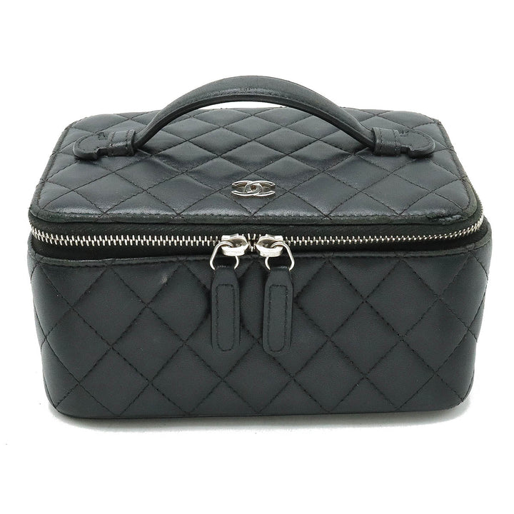 Top Quality Chanel Mattress Jewelry Case Vanity Bag Cosmetic Bag Cosmetic Bag Small Insert Leather Black Black Silver Gold A84295