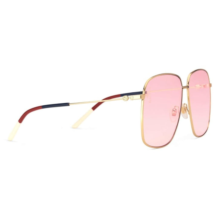 Gucci Pink Metal Rose Gold Oversized Women's Sunglasses GG0394S-004