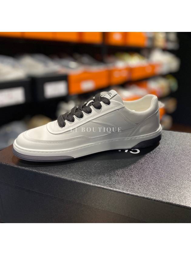 CC Logo Calfskin Low Top Sneakers White Chanel