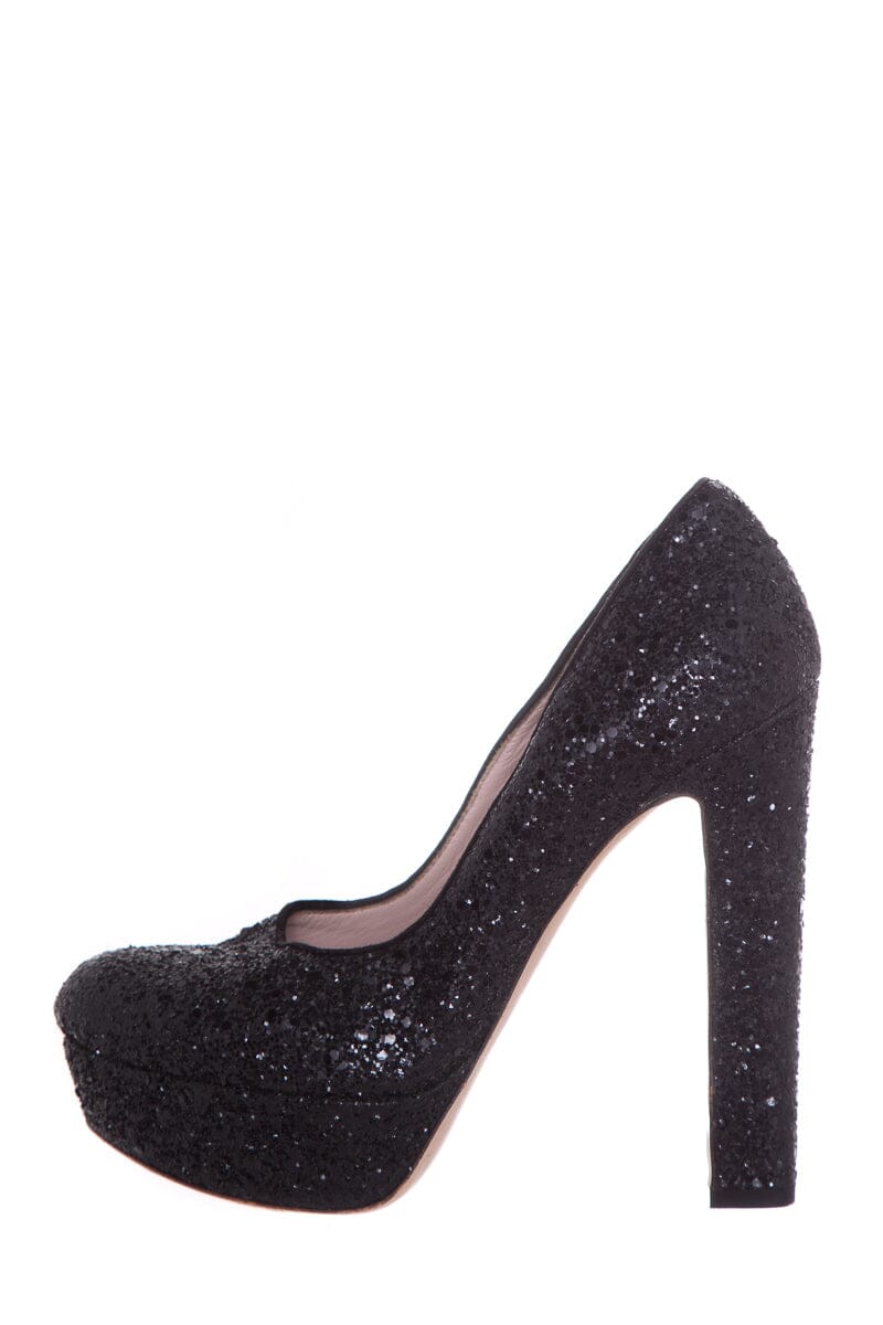 Miu Miu Black Sparkle Heels SZ 35.5