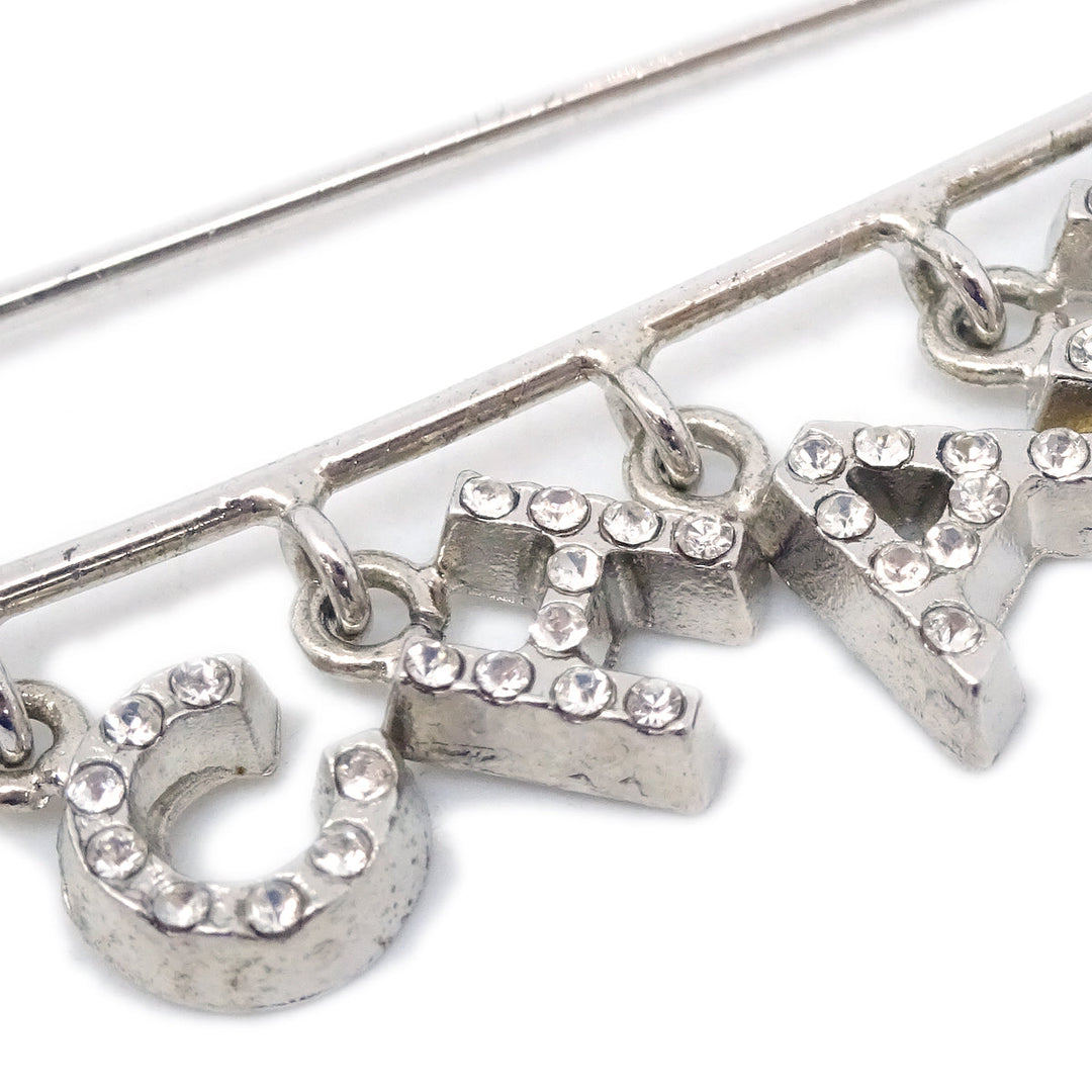 Top Quality Chanel Rhinestone Brooch Pin Silver 01P
