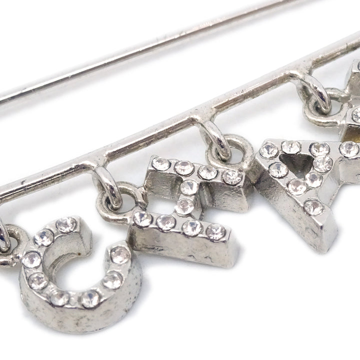Top Quality Chanel Rhinestone Brooch Pin Silver 01P