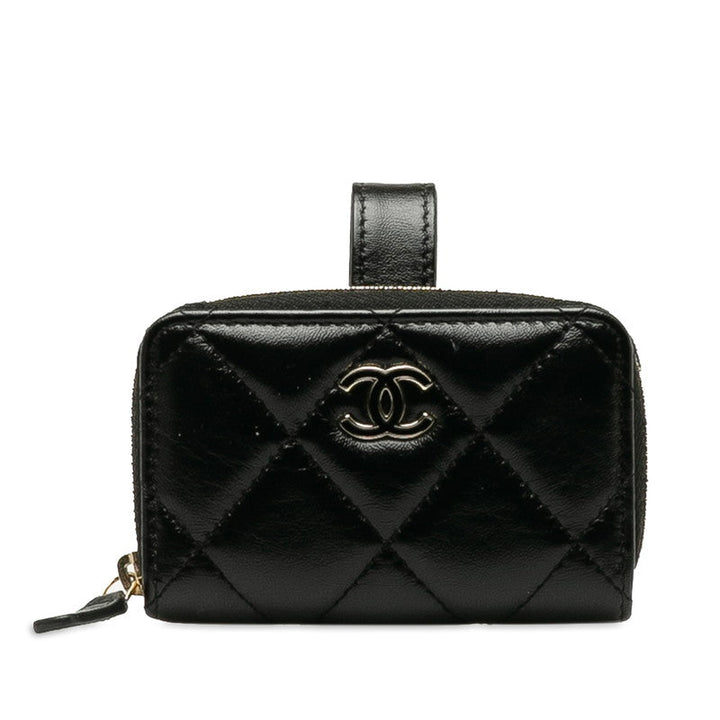 Top Quality Chanel Matrace Coincase  Cocktail Belt Black Leather  CHANEL