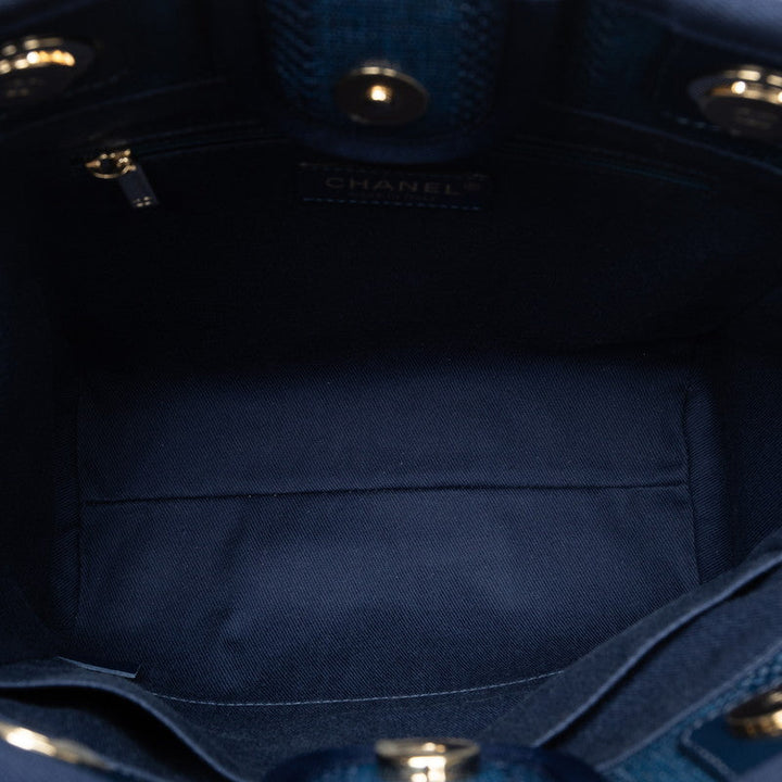 Top Quality Chanel Denim Doverville PM Shoulder Bag Navy Canvas Leather  Chanel