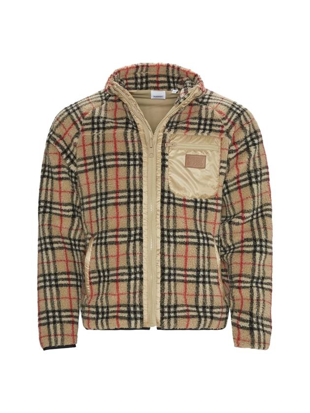 Burberry Men's Wesley Vintage Check Fleece Zip-Up Hoodie Beige