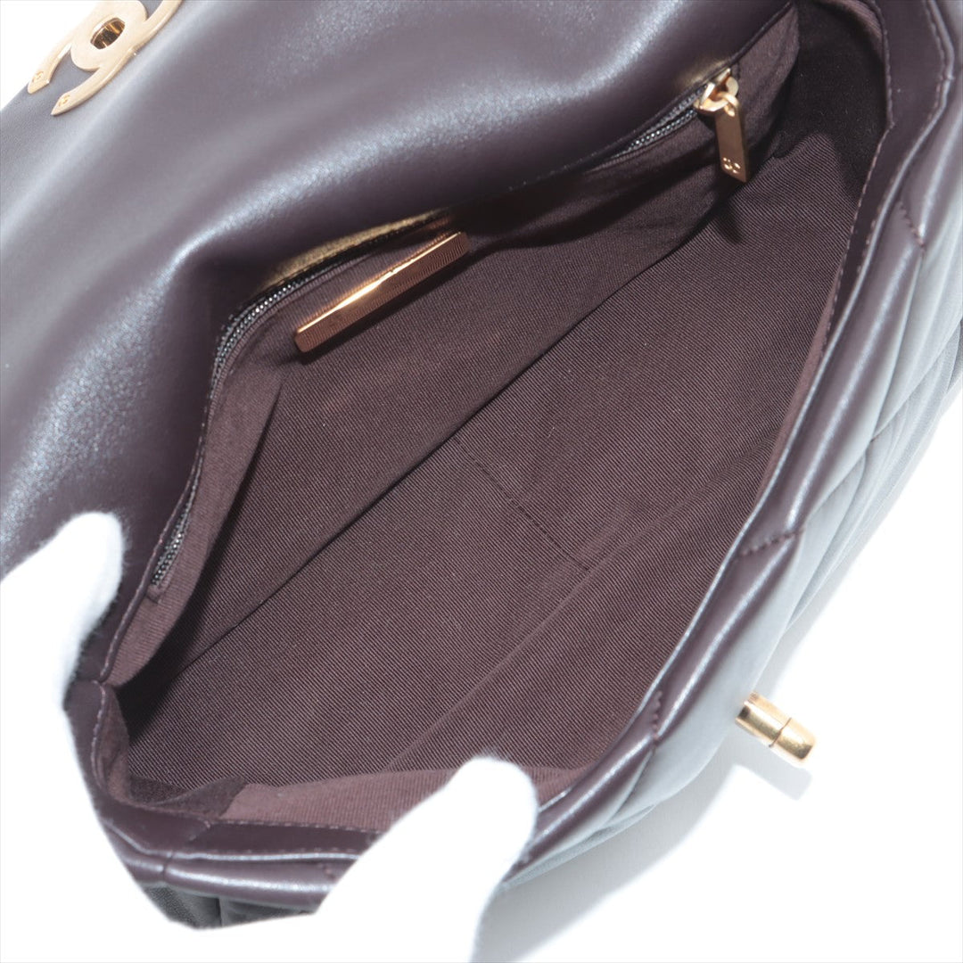 Top Quality Chanel 19 in Chain Shoulder Bag Brown Gold x Silver Gold IC Chip