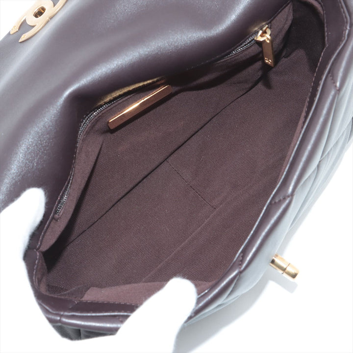 Top Quality Chanel 19 in Chain Shoulder Bag Brown Gold x Silver Gold IC Chip