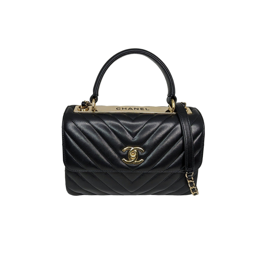 Top Quality Chanel Black Trendy CC Chevron Top Handle Flap Bag