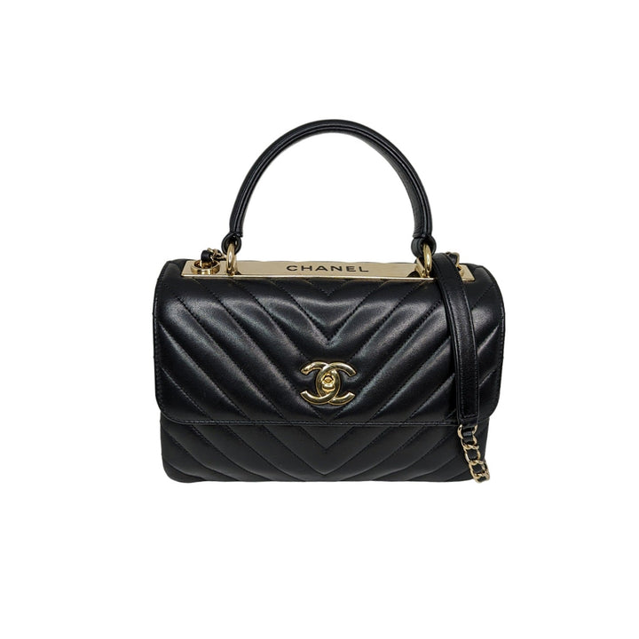 Top Quality Chanel Black Trendy CC Chevron Top Handle Flap Bag