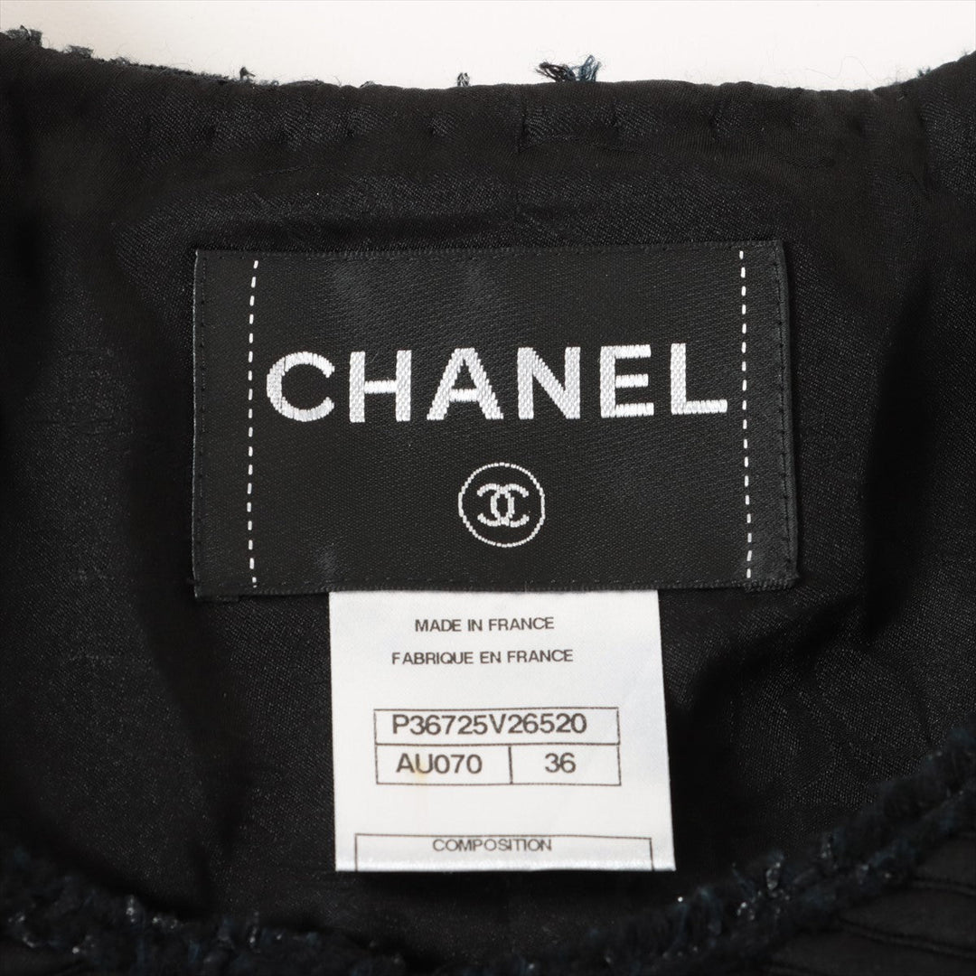 Top Quality Chanel Coconut Button P36 Wool x Nylon Setup 36/38  Black Twid