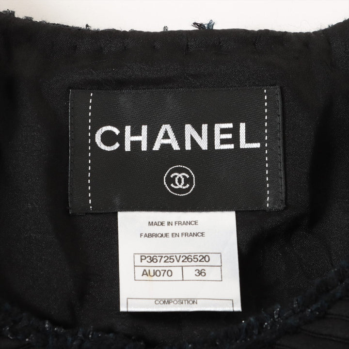 Top Quality Chanel Coconut Button P36 Wool x Nylon Setup 36/38  Black Twid