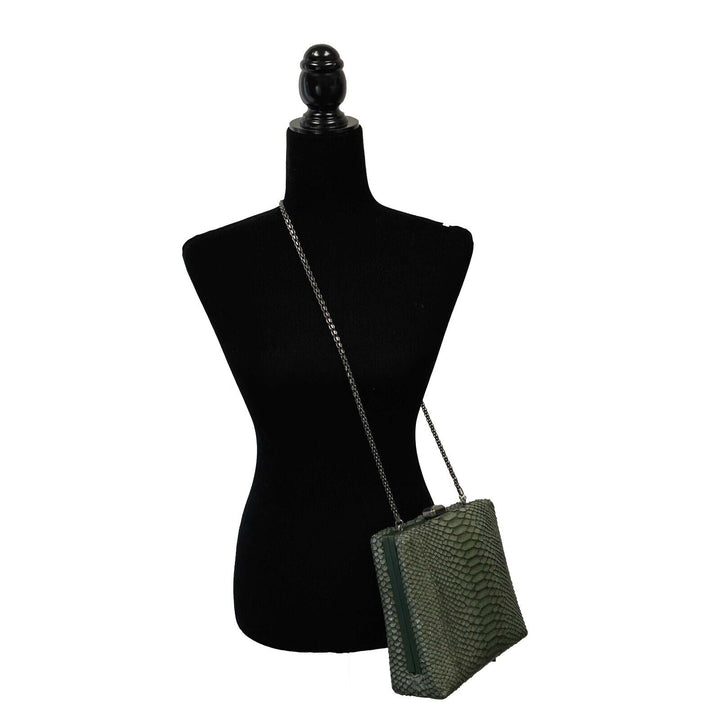 Chanel - Python Snakeskin Green CC Kiss lock Shoulder Bag / Crossbody