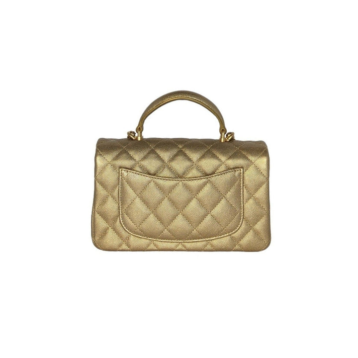Top Quality Chanel Metallic Grained Calfskin Mini Top Handle Bag