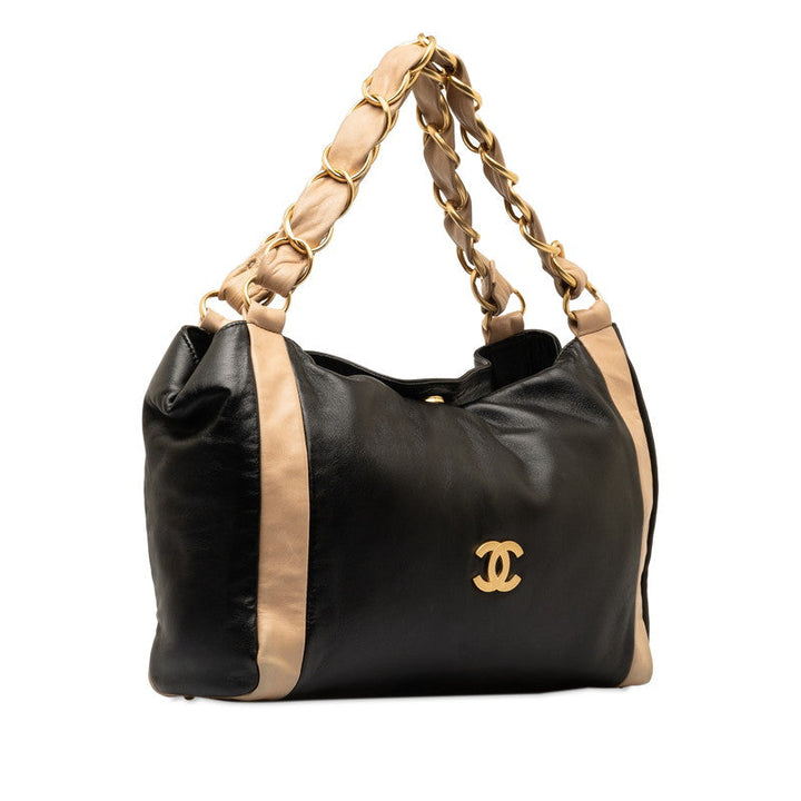 Top Quality Chanel Coco Chain Tote Bag Black Beige   Chanel