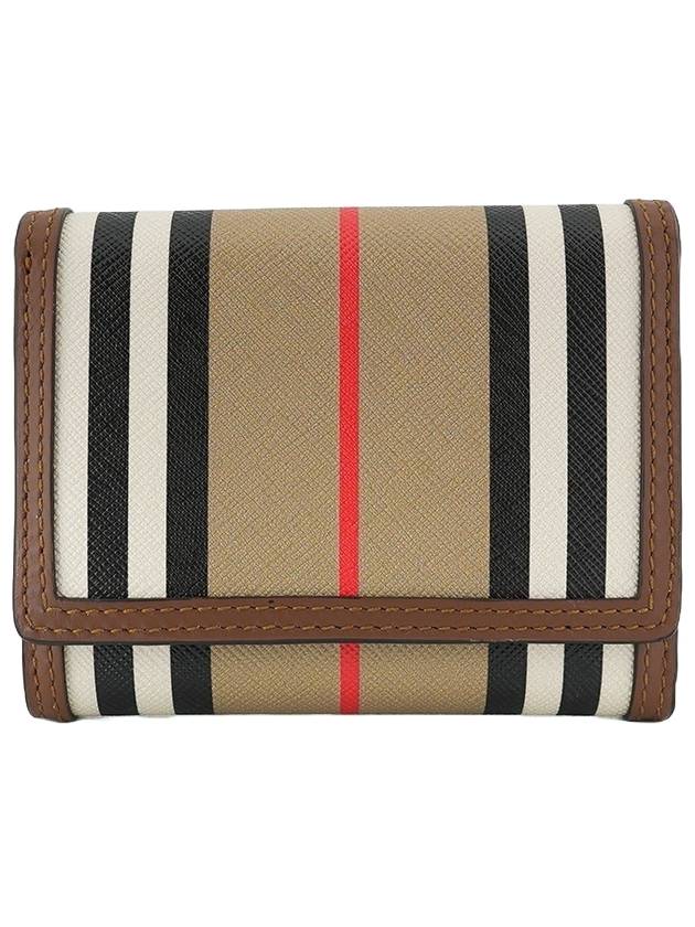 Burberry Lancaster Striped Half Wallet Tan