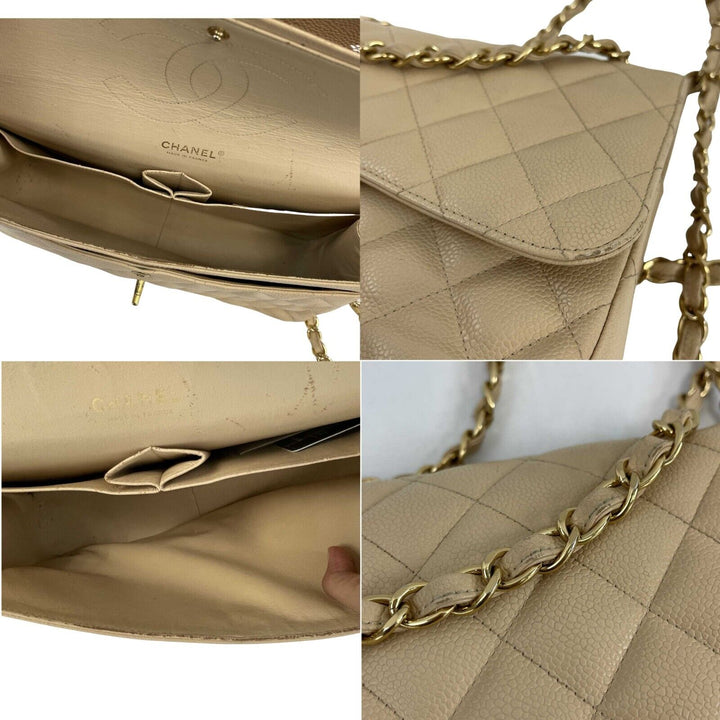 Chanel - Large CC Caviar Leather Double New Tan Shoulder Bag
