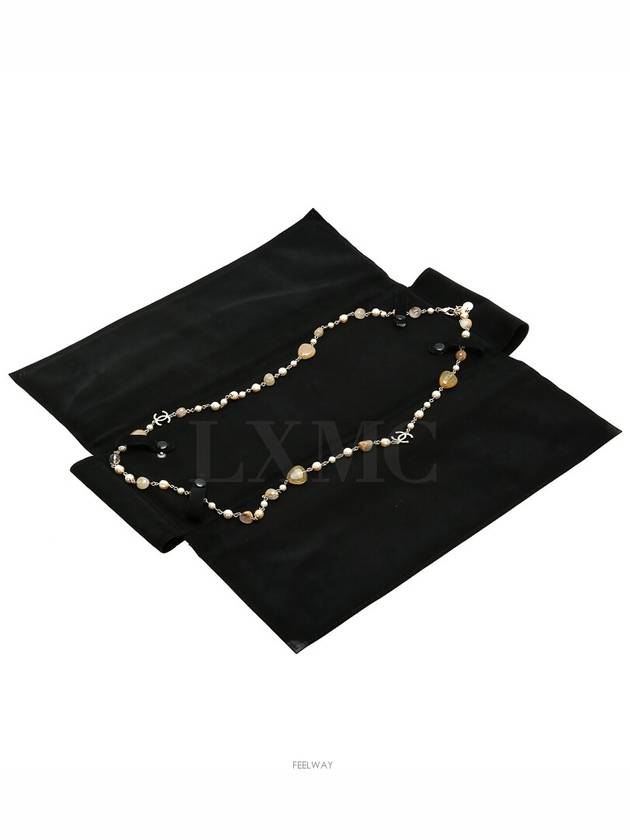 100th Anniversary Stone Long Necklace Pearl CC Logo Chain Chanel