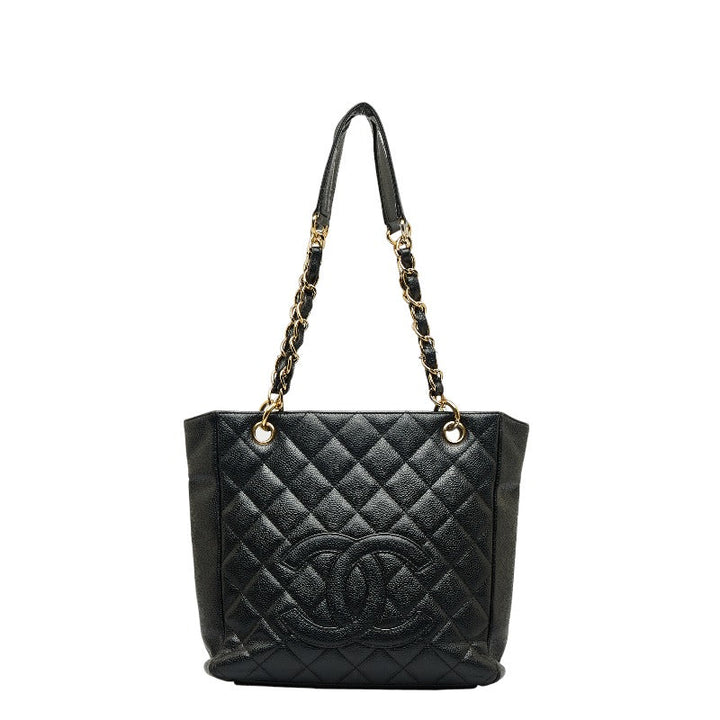 Top Quality Chanel Cocomark Mattress PT Tortoise Chain Handbag Black Gold Caviar S  CHANEL