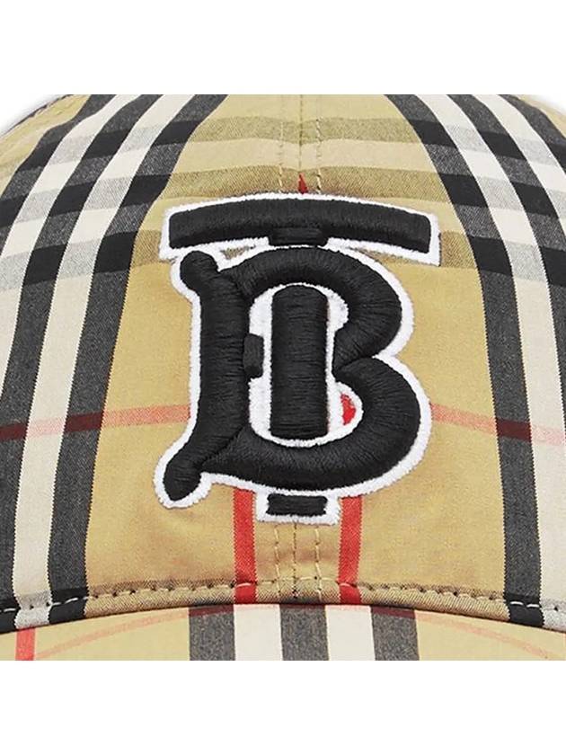 Burberry TB Logo Monogram Motif Vintage Check Ball Cap Beige