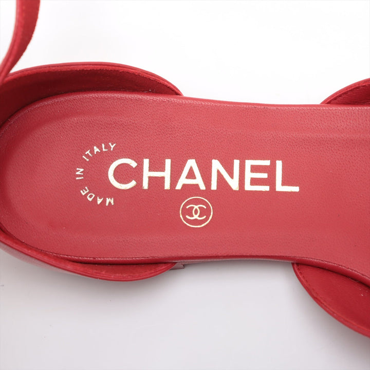 Top Quality Chanel Coco Leather Strap Pump 35 1/2  Red G38872 Matrasse Ribbon
