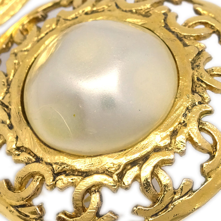 Top Quality Chanel Gold Button Artificial Pearl Earrings Clip-On 25/2726