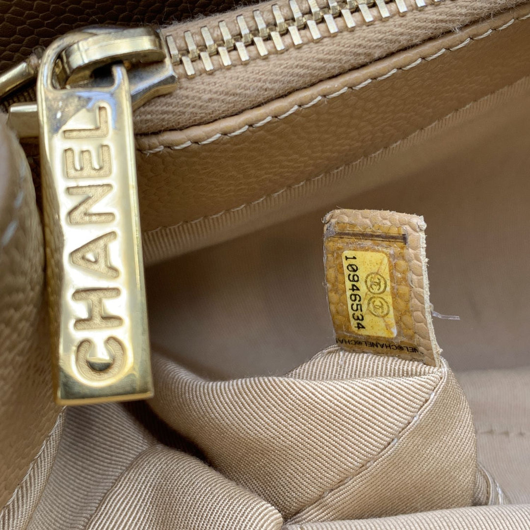 Chanel Beige Quilted Caviar Leather Gst Grand Shopping Tote Bag