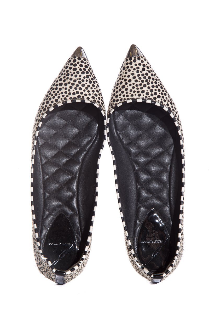 Brian Atwood Black & White Polka Dot Pointed-Toe Flats SZ 7.5