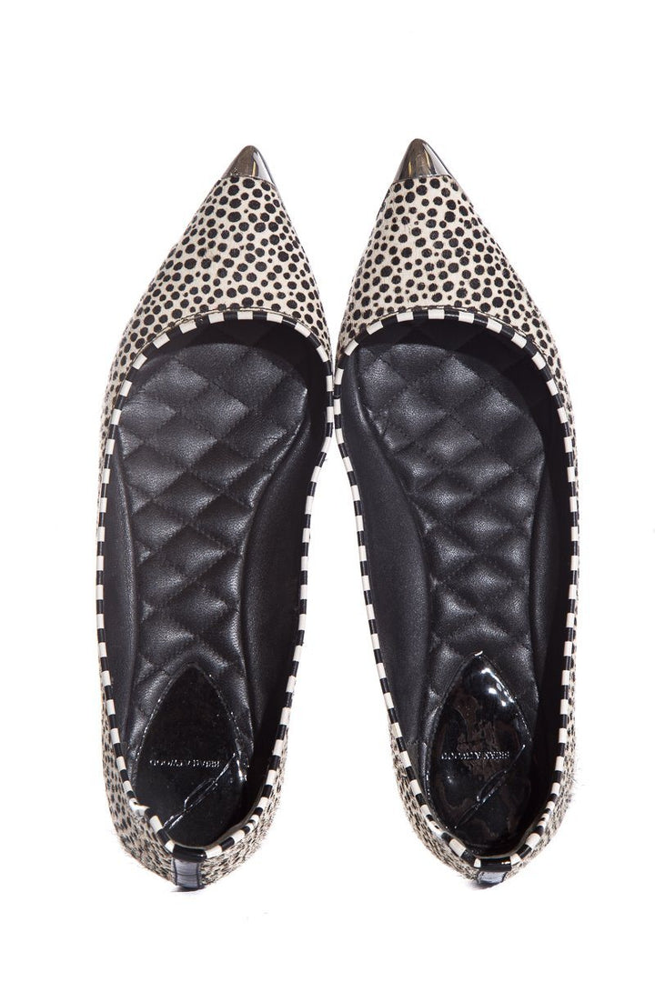 Brian Atwood Black & White Polka Dot Pointed-Toe Flats SZ 7.5