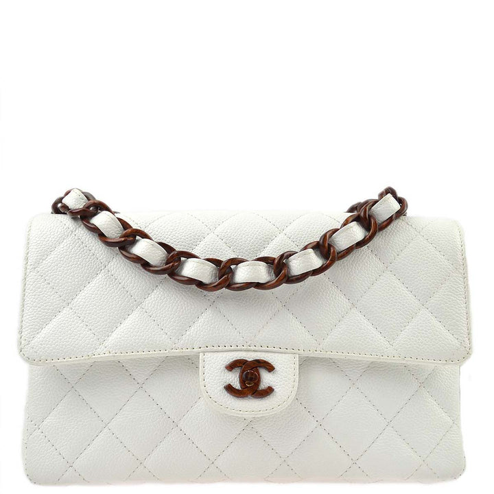Top Quality Chanel White Caviar Medium Single Flap Shoulder Bag