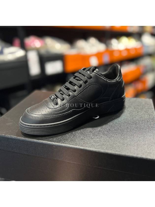 CC Logo Calfskin Low Top Sneakers Black Chanel