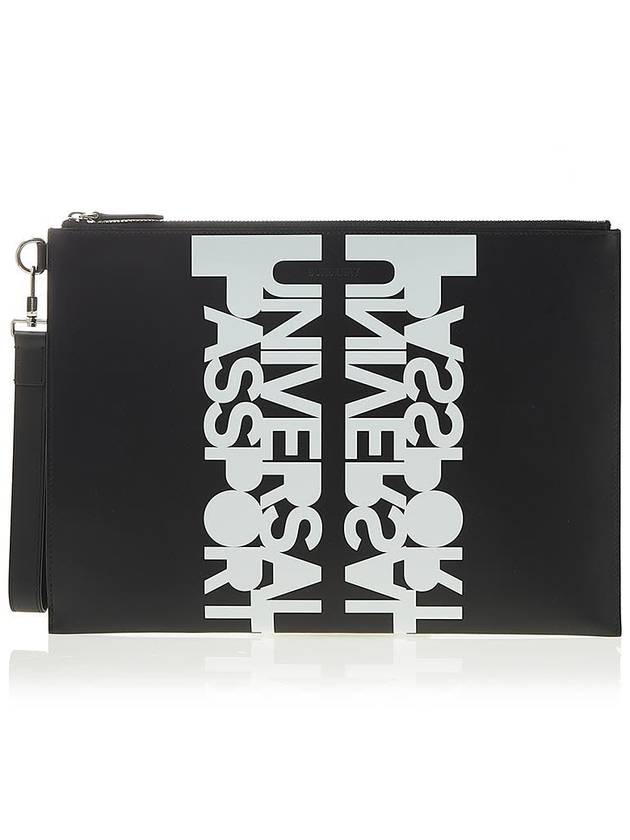 Burberry Universal Passport Leather Clutch Bag Black