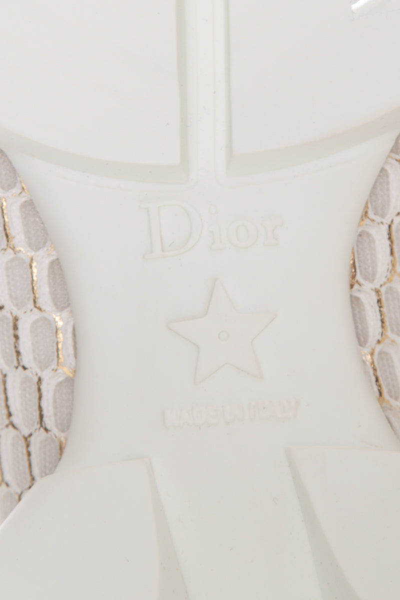 Christian Dior White & Gold D-Connect Sneakers SZ 35