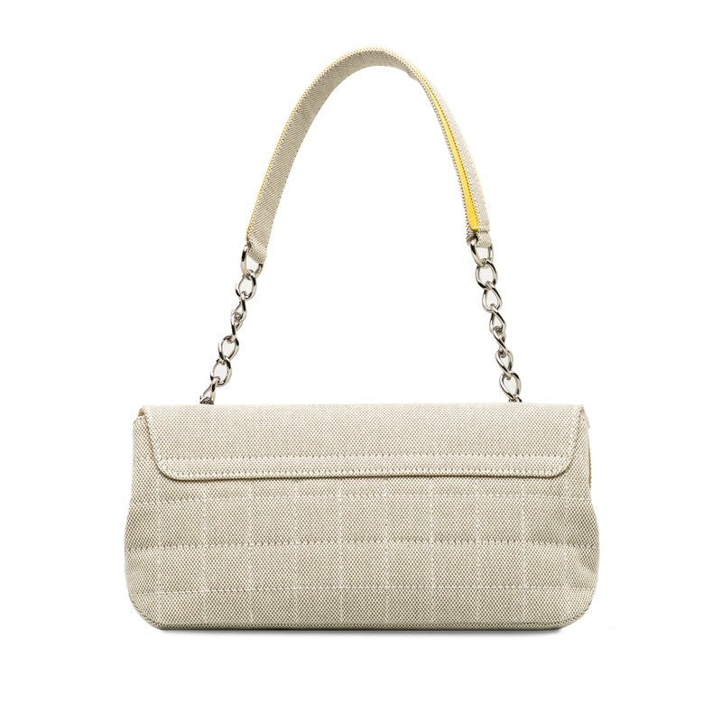 Top Quality Chanel Cocomark Chocolate Bar Camellia Chain Shoulder Bag Beige Yellow Canvas Patent Leather Lady CHANEL
